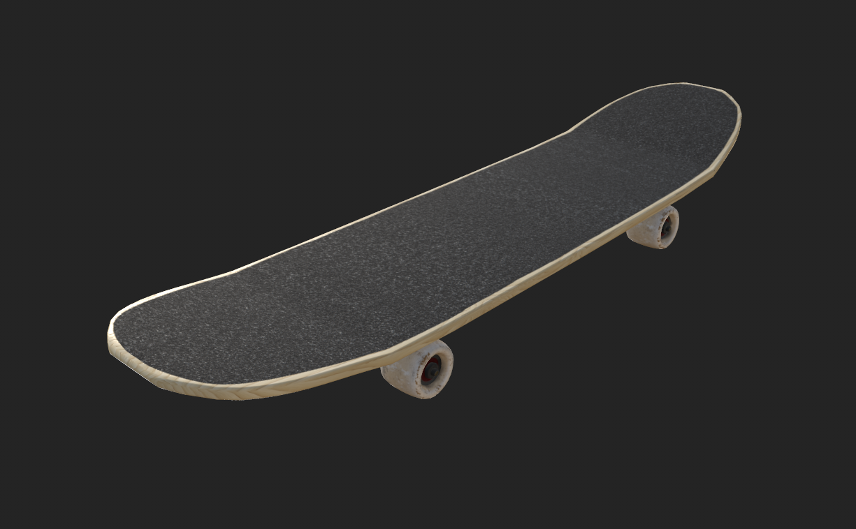 The top side of the textured skateboard. It won't be visible in most, if not all shots.